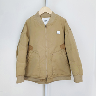 33*2 男童设计款白鸭绒羽绒夹克110-160棒球服领宽松薄款羽绒服