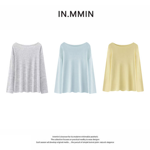 INMMIN 和纸纱慵懒风圆领宽松显瘦套头长袖罩衫-zz1098