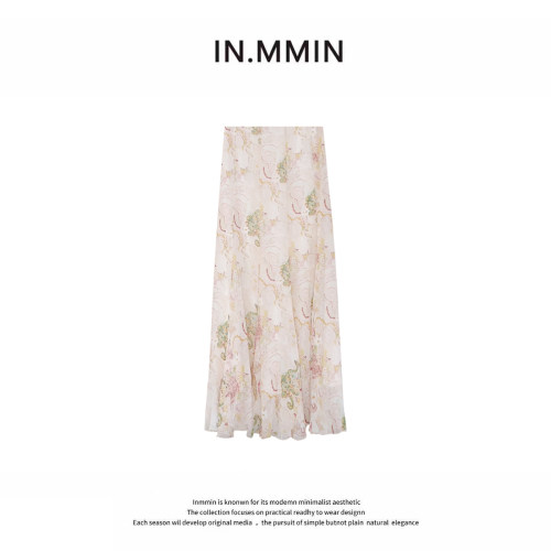 IN.MMIN 油画印花半身裙女2026夏季海边度假轻盈飘逸长裙-bq5231