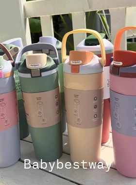 Owala同款跨境30oz手提便携保温杯304不锈钢简约双饮吸管汽车水杯