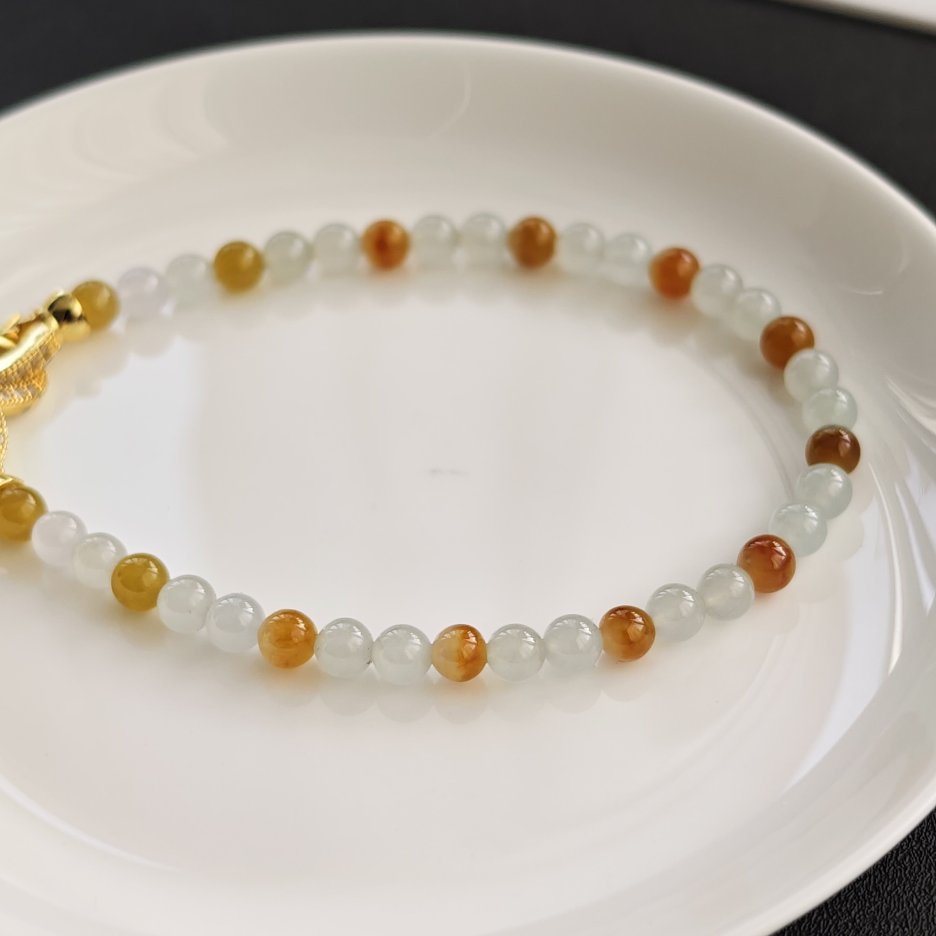 天然缅甸A货翡翠多宝手串卡5mm+女款双色手链特色礼物一物一图