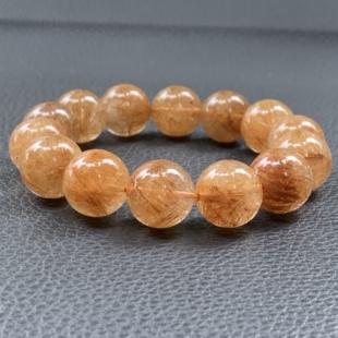 天然红铜发晶手链 卡15mm+ 男女款红铜发晶手串送礼饰品 一物一图