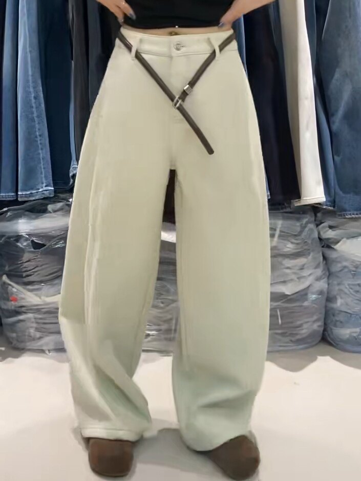 时尚无弹厚绒侧口袋设计弯刀裤女2025冬季新款欧货高腰百搭阔腿裤