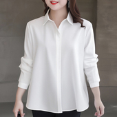 工装 女职业正装 面试暗门襟抗皱工作服上衣200斤 白衬衫 胖mm加大码
