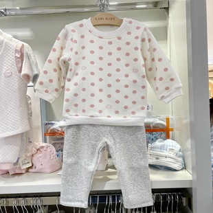 拉比正品春秋冬女童不倒绒保暖内衣套装婴儿加绒保暖家居服卫衣
