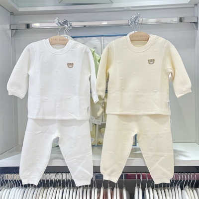 拉比婴儿童三层保暖内衣套秋冬含莫代尔男女童儿童睡衣夹丝2套装