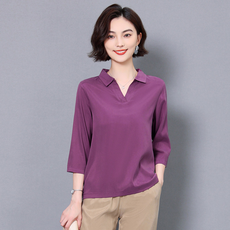 弹力重磅真铜氨丝七分短袖上衣妈妈装女夏POLO领T恤新胖MM打底,女装/女士精品,T恤,淘宝优惠券,粉丝福利购,淘宝优惠卷