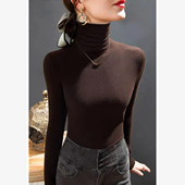 高品质双面德绒高领打底衫 女秋冬内搭加绒长袖 紧身堆堆领加厚上衣