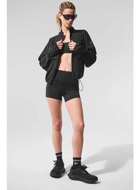 代购ALO YOGA女士运动夹克防风速干易穿脱多场景穿搭黑色轻质