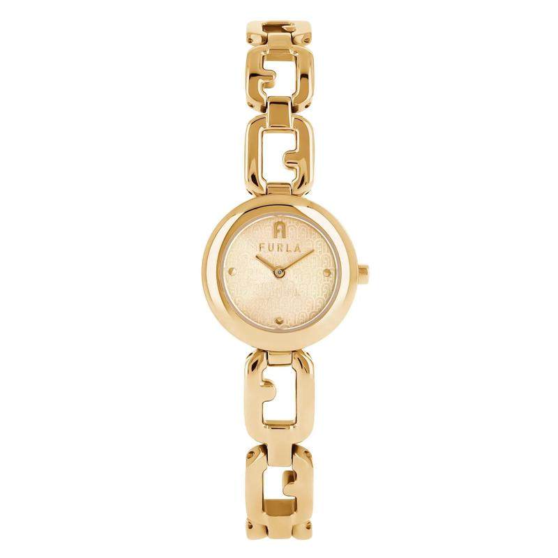 代购FURLA芙拉男士腕表计时夜光日期走时金属钢带金色防水商务