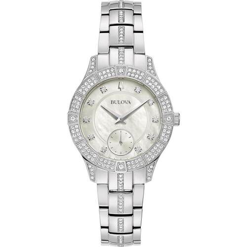 海外代购BULOVA/宝路华女士手表欧美腕表镶钻防水不锈钢贝母盘