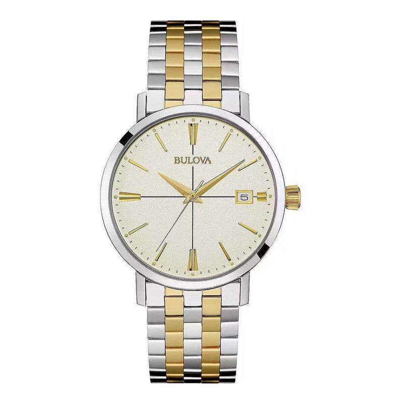 海外代购BULOVA/宝路华男女腕表日历显示精准计时钢带间金