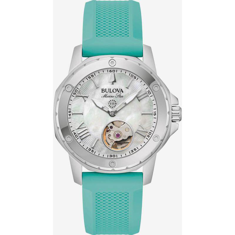 海外代购BULOVA/宝路华女士欧美腕表自动上链背透机芯镂空表盘
