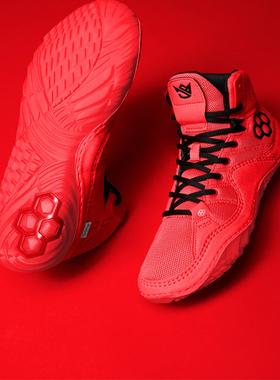 代购rudis JB1 红色透气耐用支撑舒适抓地牵引减震休闲男子摔跤