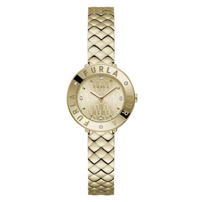 代购FURLA芙拉男士腕表计时夜光日期精准金属钢带金色防水商务