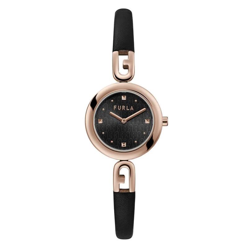 代购FURLA芙拉女士腕表计时夜光日期指针黑色皮带金属圆形商务