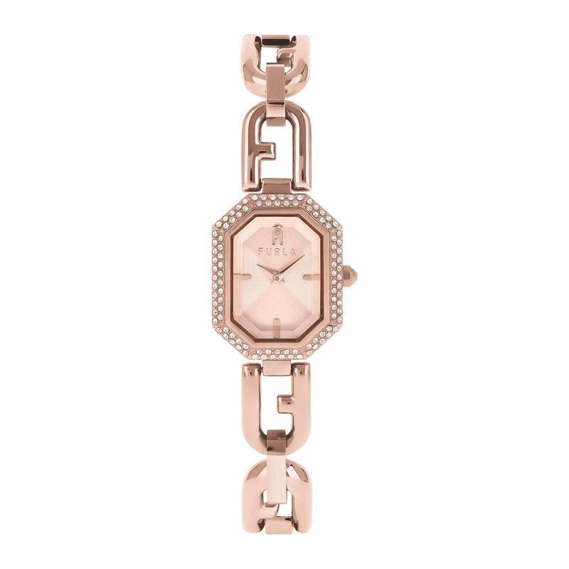 代购FURLA芙拉男士腕表防水石英指针日期金属钢带镶钻八角商务