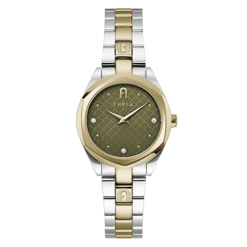 代购FURLA芙拉男士腕表计时夜光日期防磁金属钢带绿色防水商务