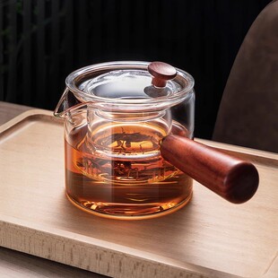 2025新款侧把壶玻璃壶木把耐高温煮茶泡茶壶单壶茶具电陶炉煮茶壶