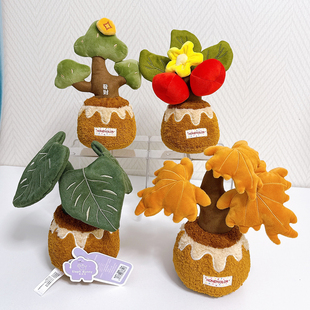 象皮兔仿真植物盆栽玩偶柿子树毛绒装饰发财树摆件新年装饰礼物