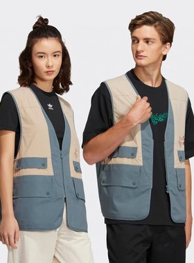 阿迪达斯三叶草男女情侣款Charr Morita联名马甲背心IA8477 8478