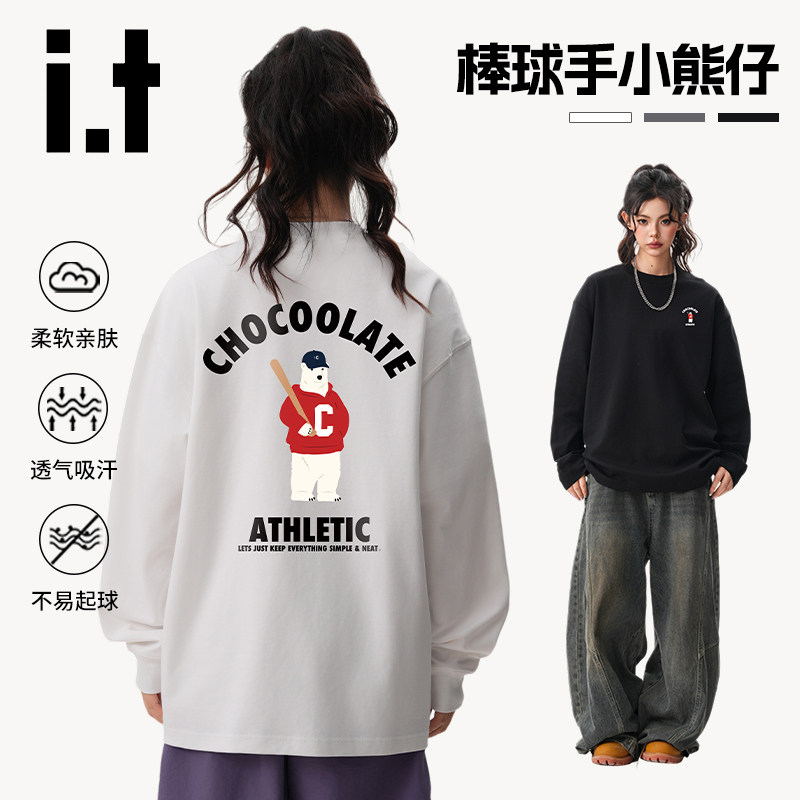 it :CHOCOOLATE圆领潮牌休闲卫衣男女款可爱小熊秋季上衣时尚百搭