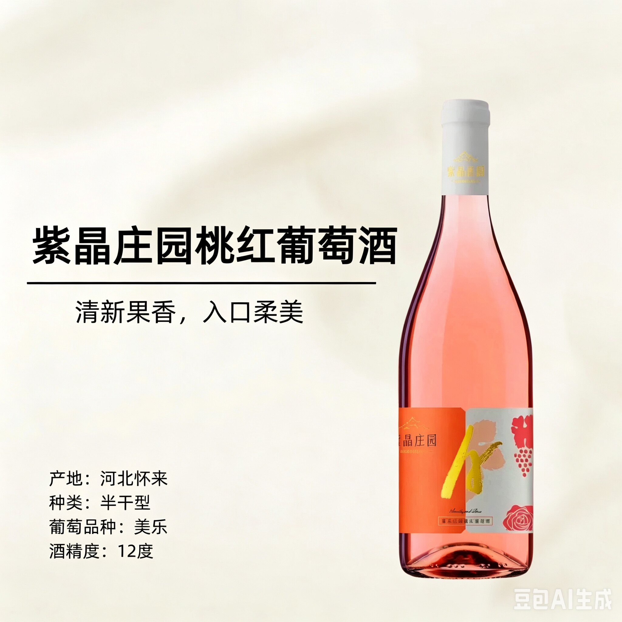 紫晶庄园半干美乐桃红清新爽脆