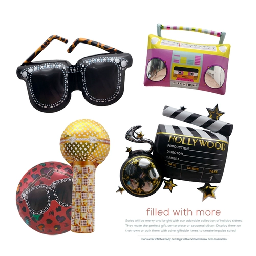 Кинотеатр сцена отделка Prop Toy Ball Camera Camera Campoont Balloon Microphone Солнцезащитные очки радио