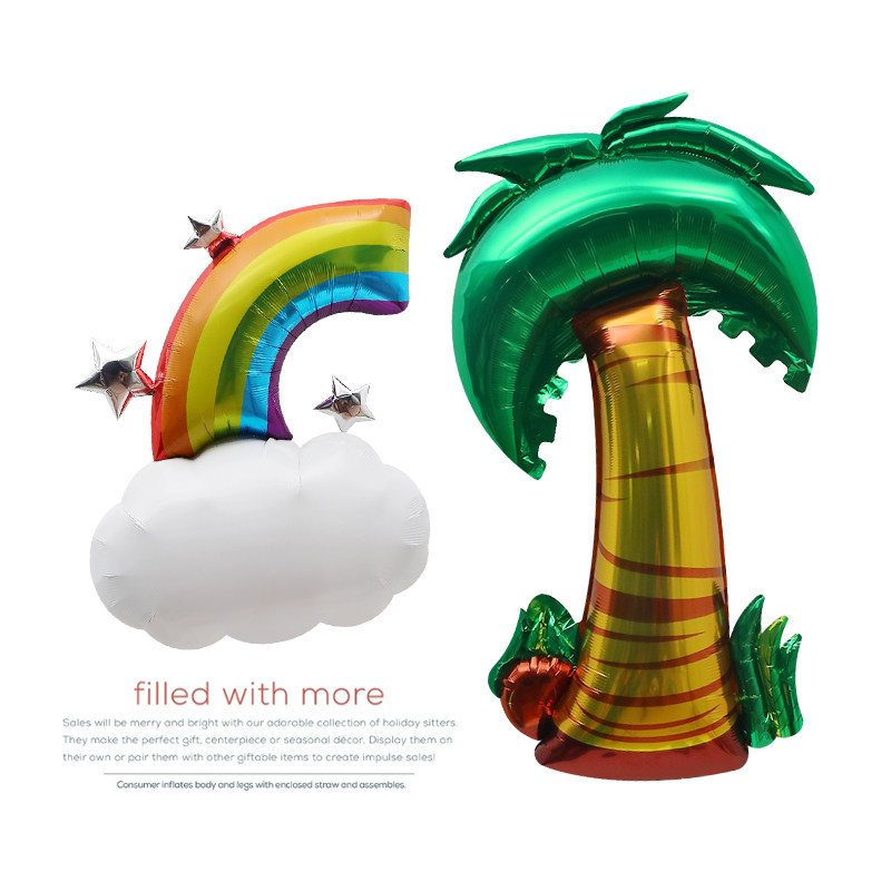 商户橱窗装饰布置道具玩具汽球派对气球彩虹云朵造型卡通气球椰树