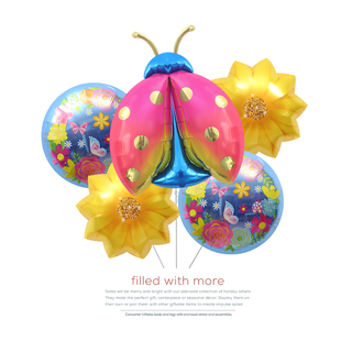 饰布置拍照道具玩具汽球七星瓢虫花朵造型卡通铝膜动物气球 派对装