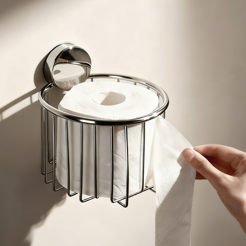 吸盘不锈钢卷纸架厕所卫生间卫生纸巾置物架壁挂高级感手纸厕纸架