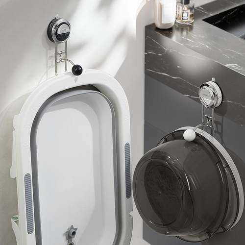 吸盘脸盆收纳架免打孔壁挂式卫生间浴室面盆脚盆整理挂钩放盆神器