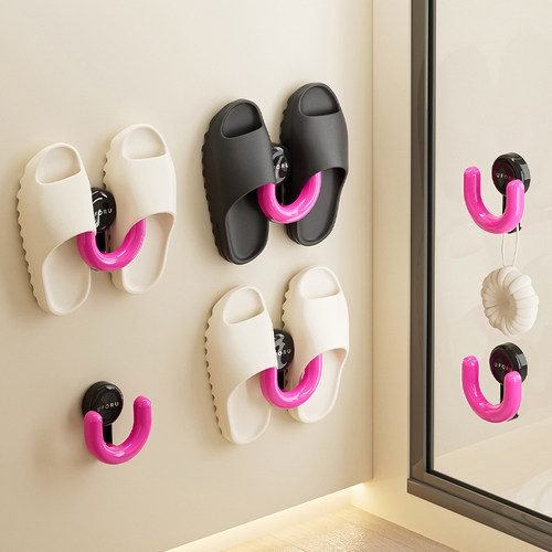 卫生间拖鞋沥水架壁挂式淋浴房免打孔上墙浴室强力吸盘拖鞋架子Y