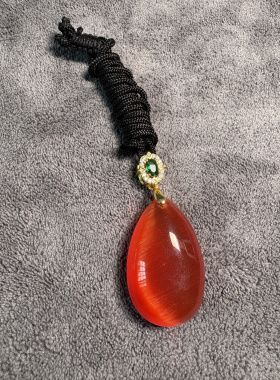 天然彩石青意境感复古百搭水滴吊坠项链毛衣链子