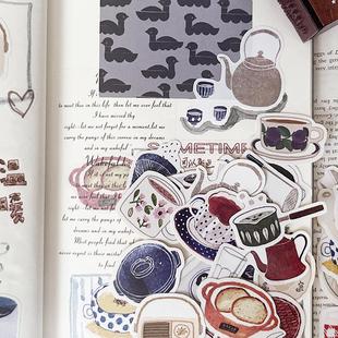 冬季 套装 日常餐杯具生活下午茶 温暖茶室手帐贴纸素材包 盐系日式