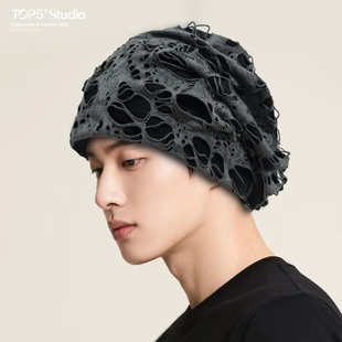 男士做旧破洞乞丐帽春秋季户外个性街头复古嘻哈薄款大头围套头帽