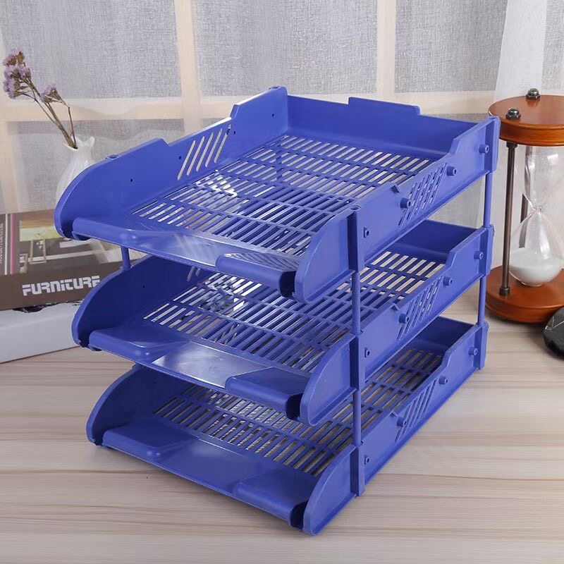 사무용품 문구류 A4 크리에이티브 데스크탑 플라스틱 4그리드 파일 랙[펜 홀더 포함] 파일 랙 파일 프레임 파일 컬럼