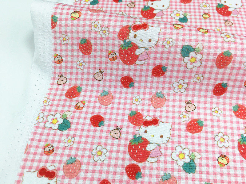 粉色格子草莓hellokitty卡通数码印花布 diy手工儿童连衣裙流沙包怎么样,好用不?
