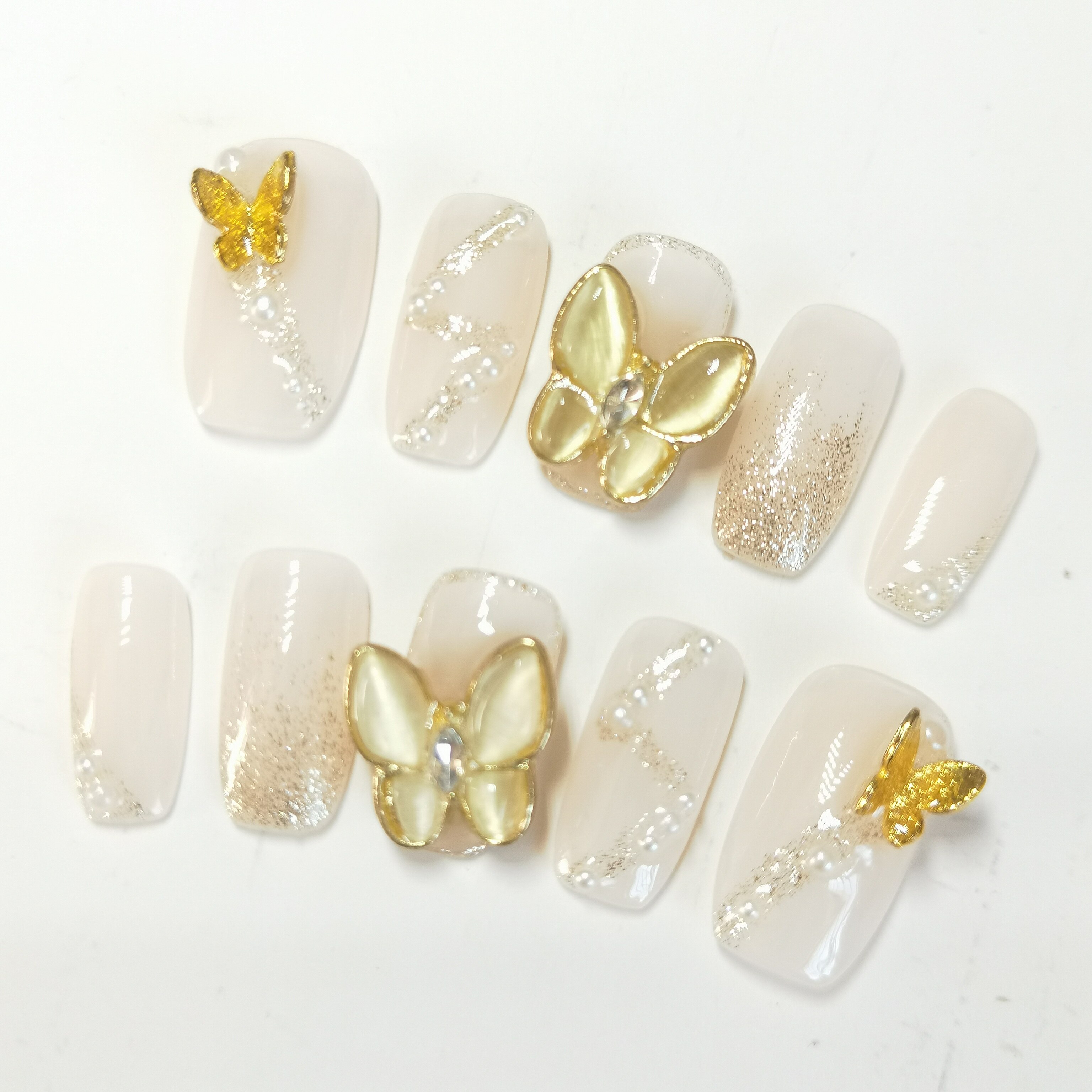美甲穿戴甲果冻色冰透手工成品