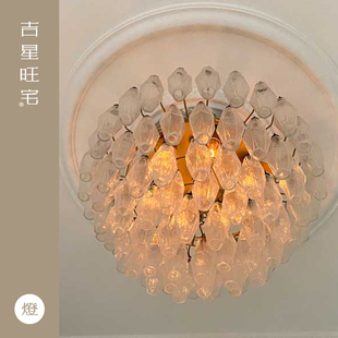 吉星旺宅Murano穆拉诺84头白色透明许愿瓶玻璃别墅客厅吸顶灯