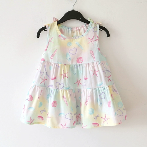 Платье без рукавов, хлопковая юбка на девочку без рукавов с бантиком