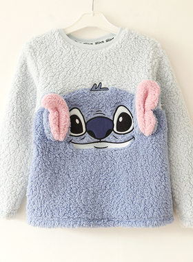 欧美淳源男女童秋冬仿羊羔绒衫外套男女通用动漫绣花保暖上衣外套