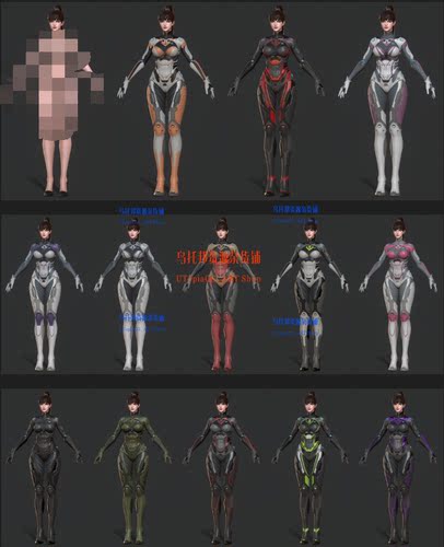 赛博科幻女性角色3D模型次时代Anvil 机甲枪械3dmax动作画