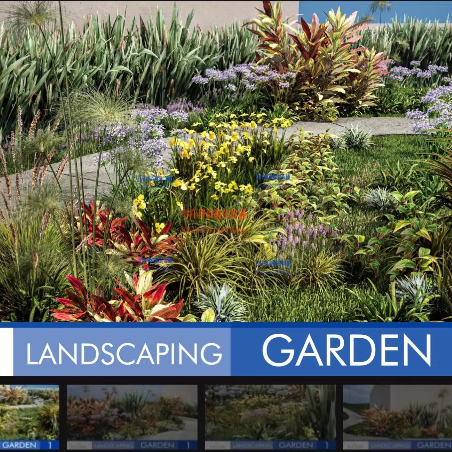 UE5虚幻5Landscaping Garden园林绿化灌木草丛建筑景观植物模型