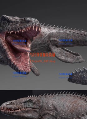 UE5写实动物侏罗纪巨型海怪沧龙Mosasaurus Sea Monster Series4