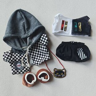 棉花娃娃衣服20cm娃衣现货可爱男娃换装卫衣套装外穿现货朋友礼物