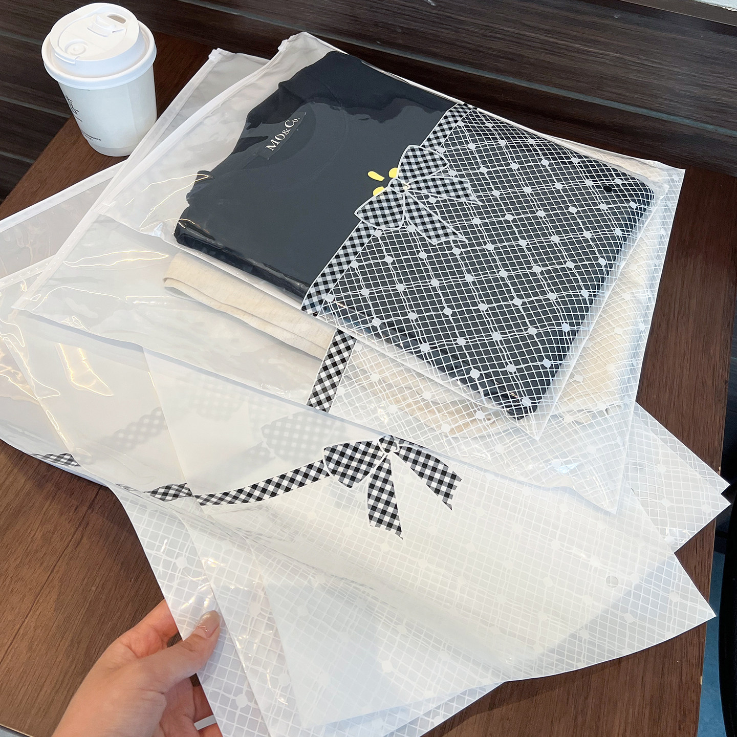 蝴蝶结拉链自封衣服内包装袋防尘袋半透明塑料袋内包装袋定制logo