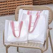 田园风红格手提塑料袋服装 店手提袋定制logo购物袋礼品袋商场通用