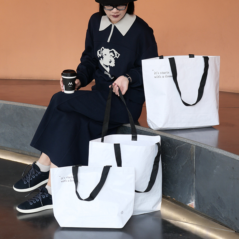 高级编织购物袋定制logo装衣服女装礼品袋防水袋批发服装店手提袋