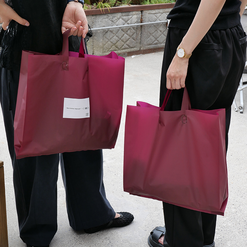 安可拉红磨砂塑料手提袋服装店礼品手提袋子定制logo塑料袋购物袋